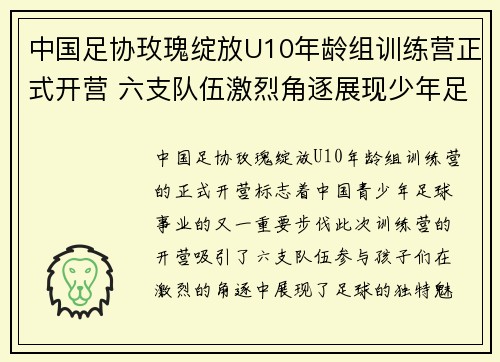 中国足协玫瑰绽放U10年龄组训练营正式开营 六支队伍激烈角逐展现少年足球风采